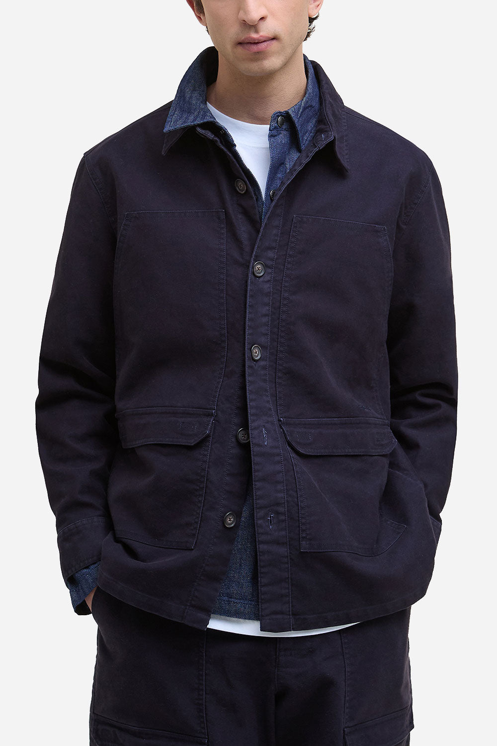 Barbour Wewbirch OS Cotton Sateen Overshirt (البحرية)