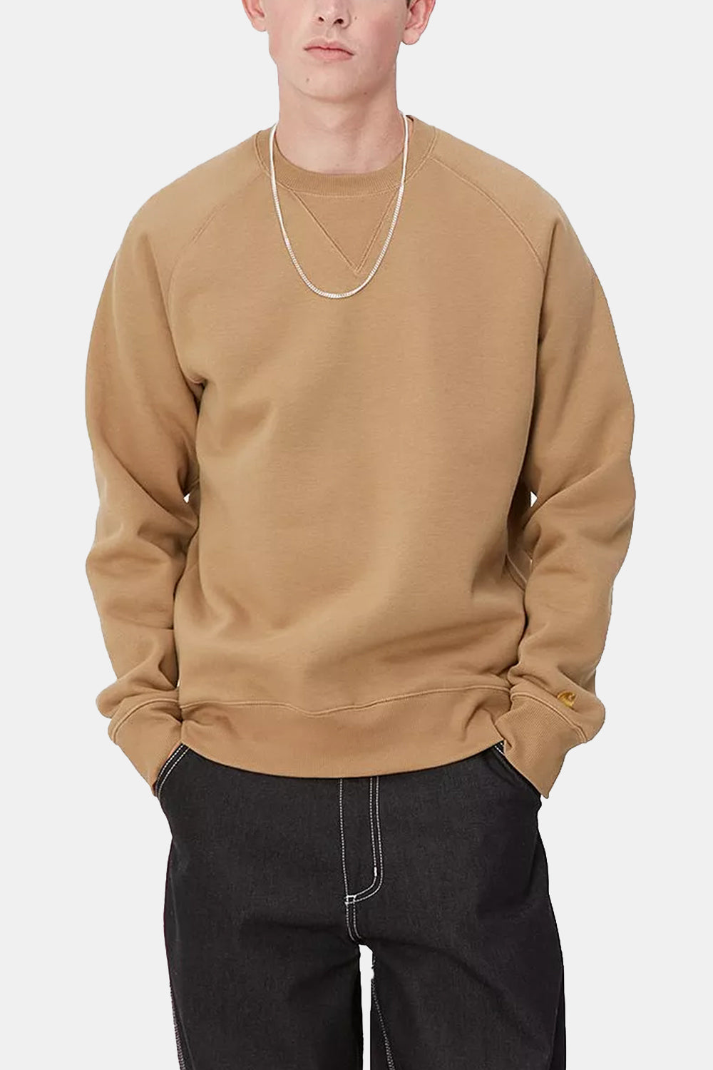 Carhartt Wip Thershirs قميص ثقيل (الفول السوداني/الذهب)