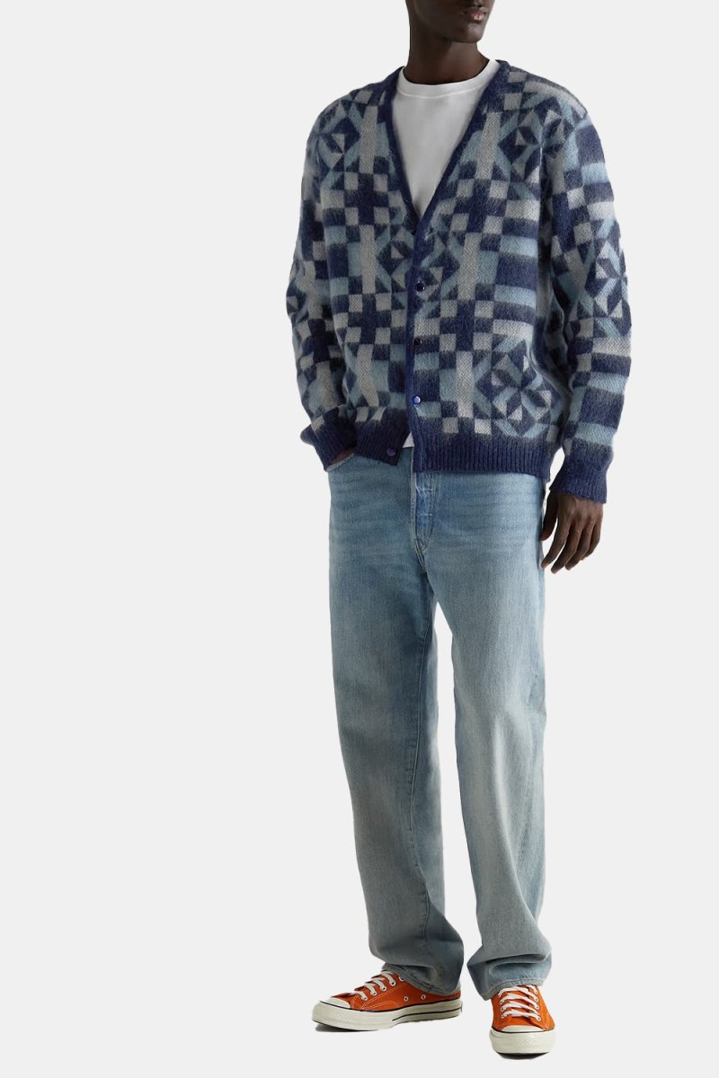 Anonymous Ism American Knit Quilt Cardigan (Shades Blue) | Knitwear