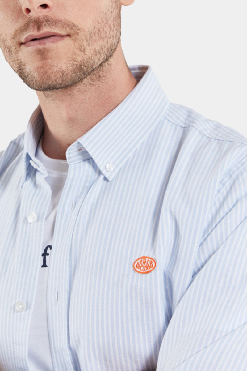 Armor Lux ML Oxford Stripe Shirt (Blue Sky / Milk) | Shirts