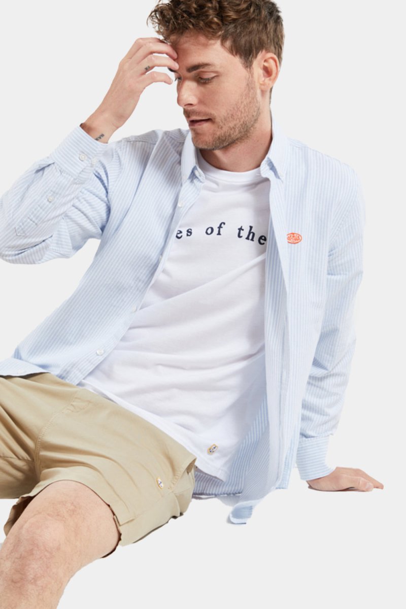 Armor Lux ML Oxford Stripe Shirt (Blue Sky / Milk) | Shirts