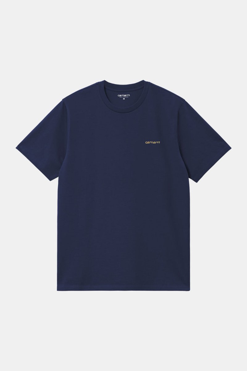 Carhartt WIP Short Sleeve Script Embroidery T-Shirt (Ink/Air Yellow) | T-Shirts