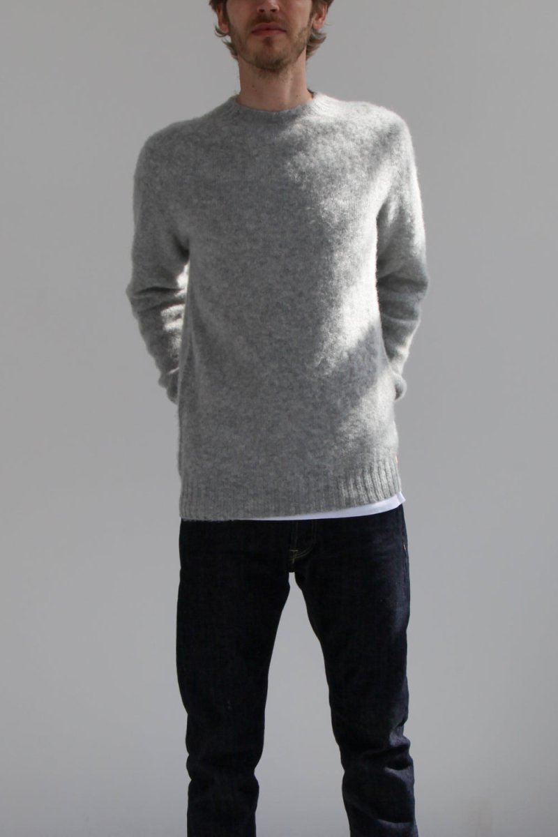 Half Dozen Super-Soft Double Brushed Crew Neck Knitted Jumper (Silver) | Knitwear