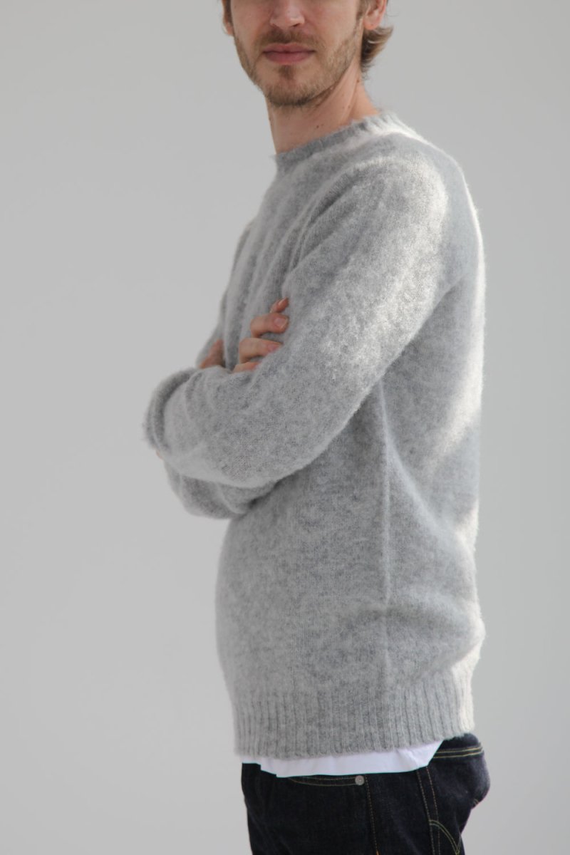 Half Dozen Super-Soft Double Brushed Crew Neck Knitted Jumper (Silver) | Knitwear