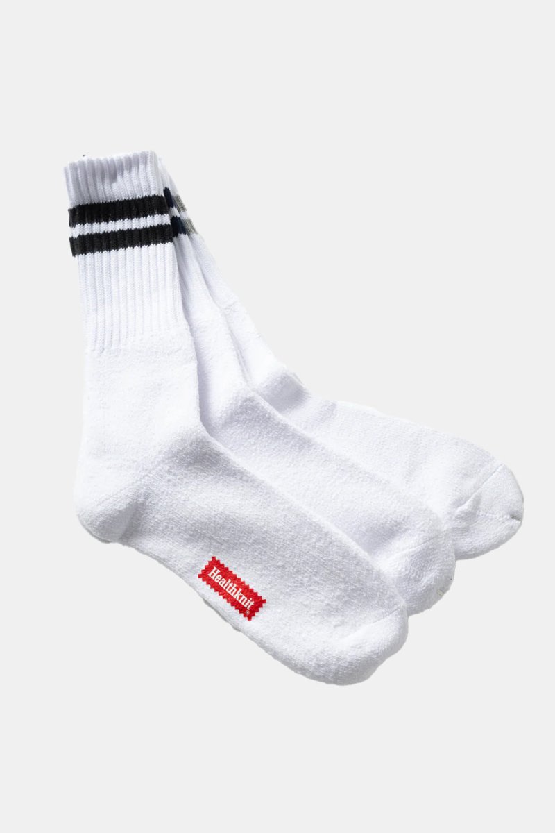 Healthknit 3 Pack 3 Line Crew Socks (Navy/Black/Grey) | Socks