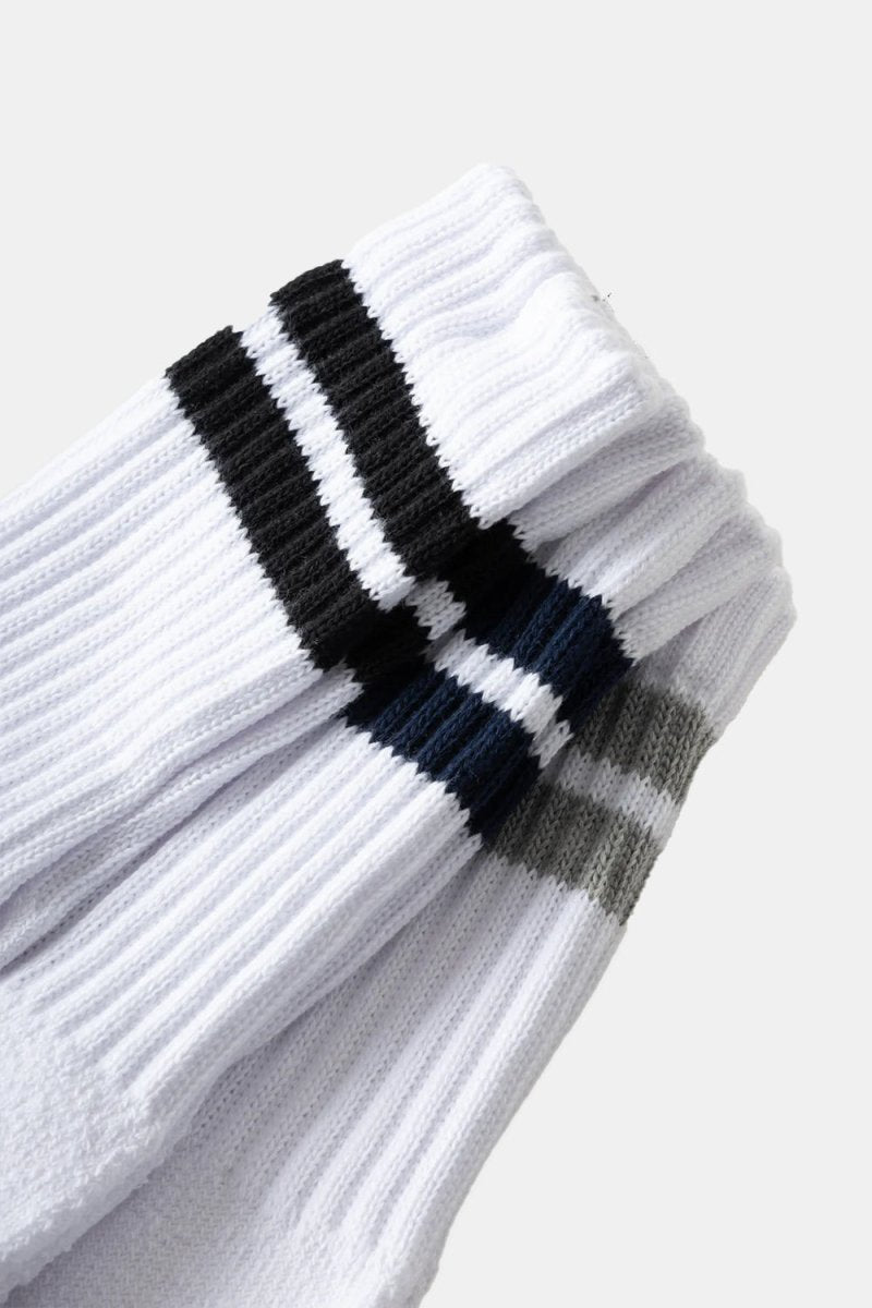 Healthknit 3 Pack 3 Line Crew Socks (Navy/Black/Grey) | Socks