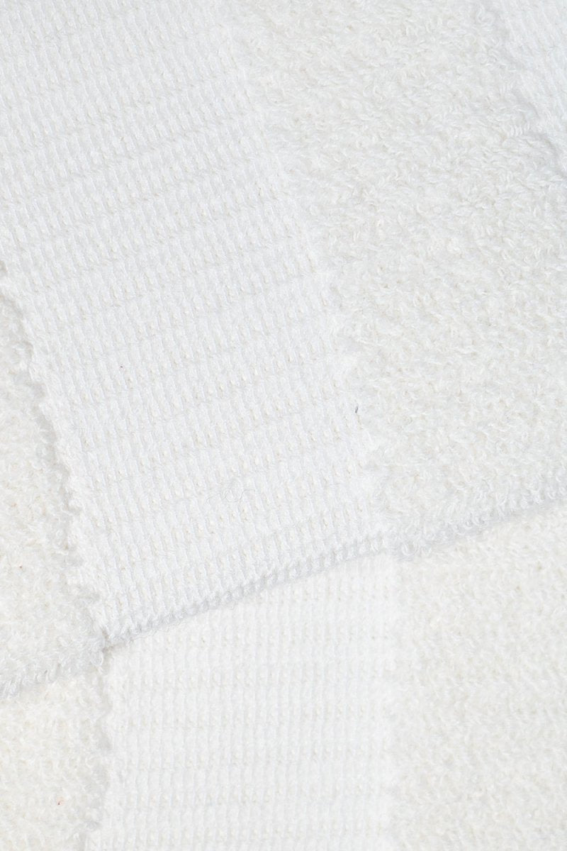 Kinari Recycled Cotton Face Pile Crew Socks (Off White) | Socks