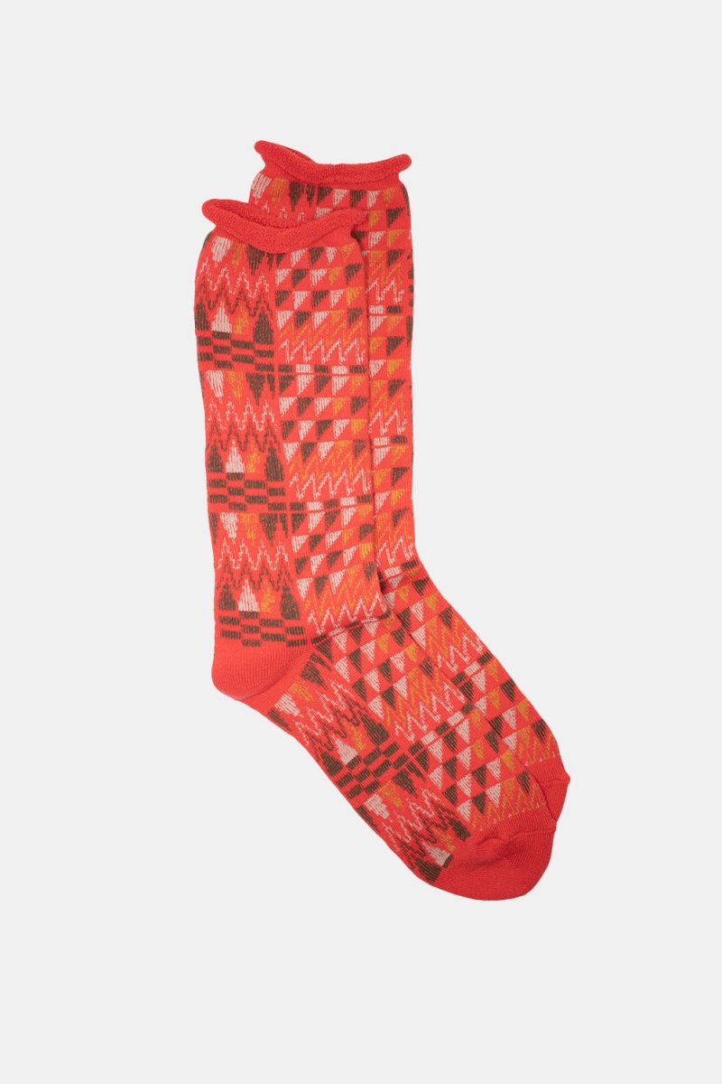 Kinari Recycled Cotton Salish Rug Pattern Crew (Red) | Socks