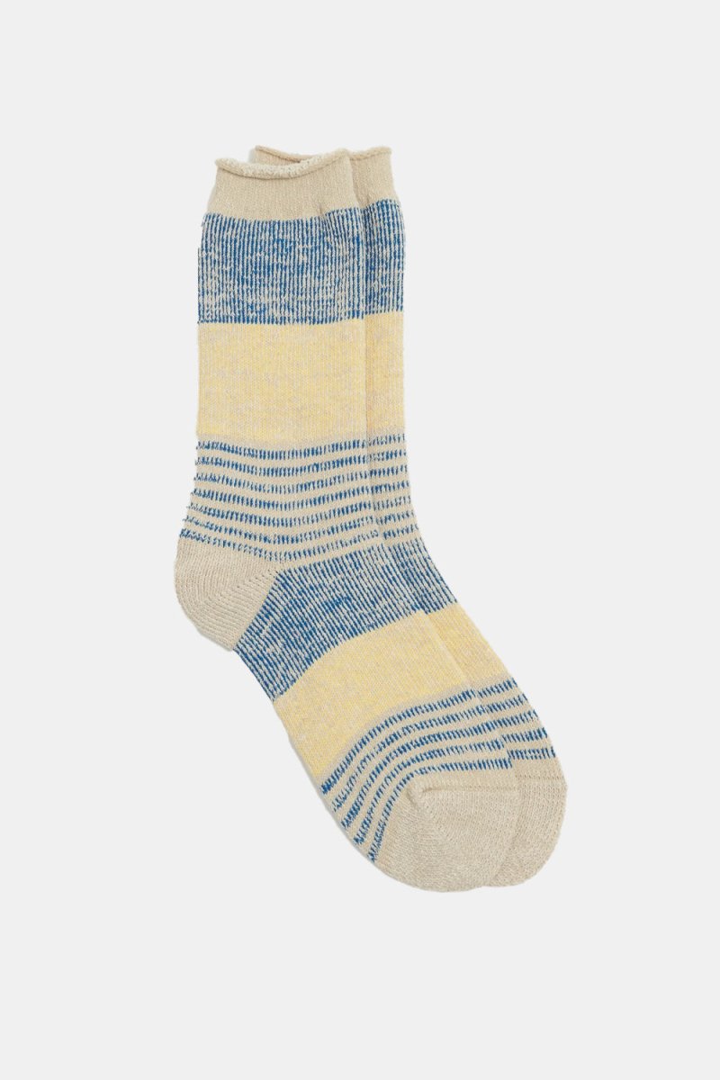 Kinari Striped Plating Pattern Crew Socks (Navy) | Socks