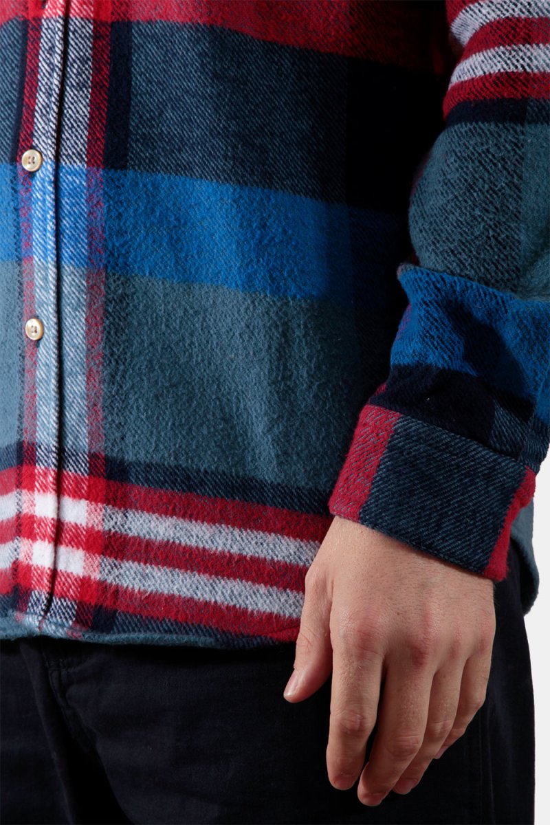 Portuguese Flannel Misaligned Check Shirt (Red / Blue) | Shirts