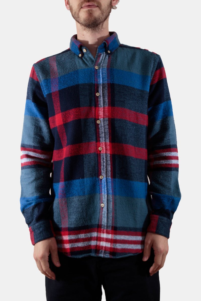 Portuguese Flannel Misaligned Check Shirt (Red / Blue) | Shirts