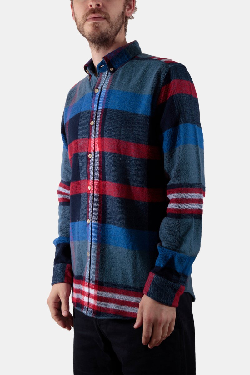 Portuguese Flannel Misaligned Check Shirt (Red / Blue) | Shirts