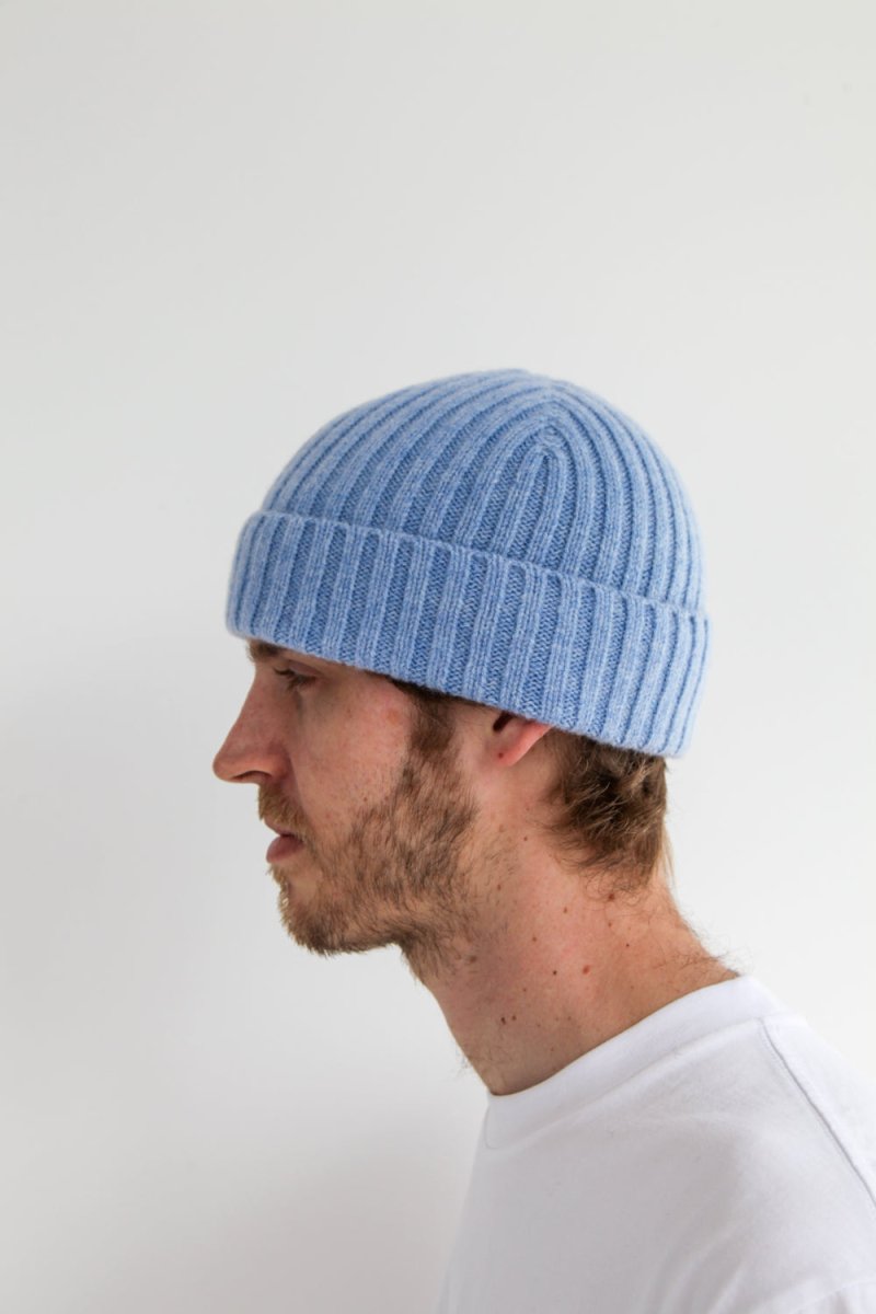 Half Dozen Super-Soft Lambswool Fisherman Beanie - Glacier Blue
