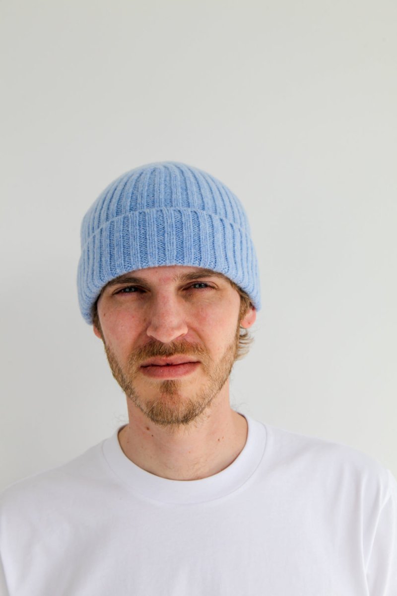 Half Dozen Super-Soft Lambswool Fisherman Beanie - Glacier Blue