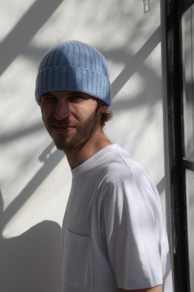 Half Dozen Super-Soft Lambswool Fisherman Beanie - Glacier Blue
