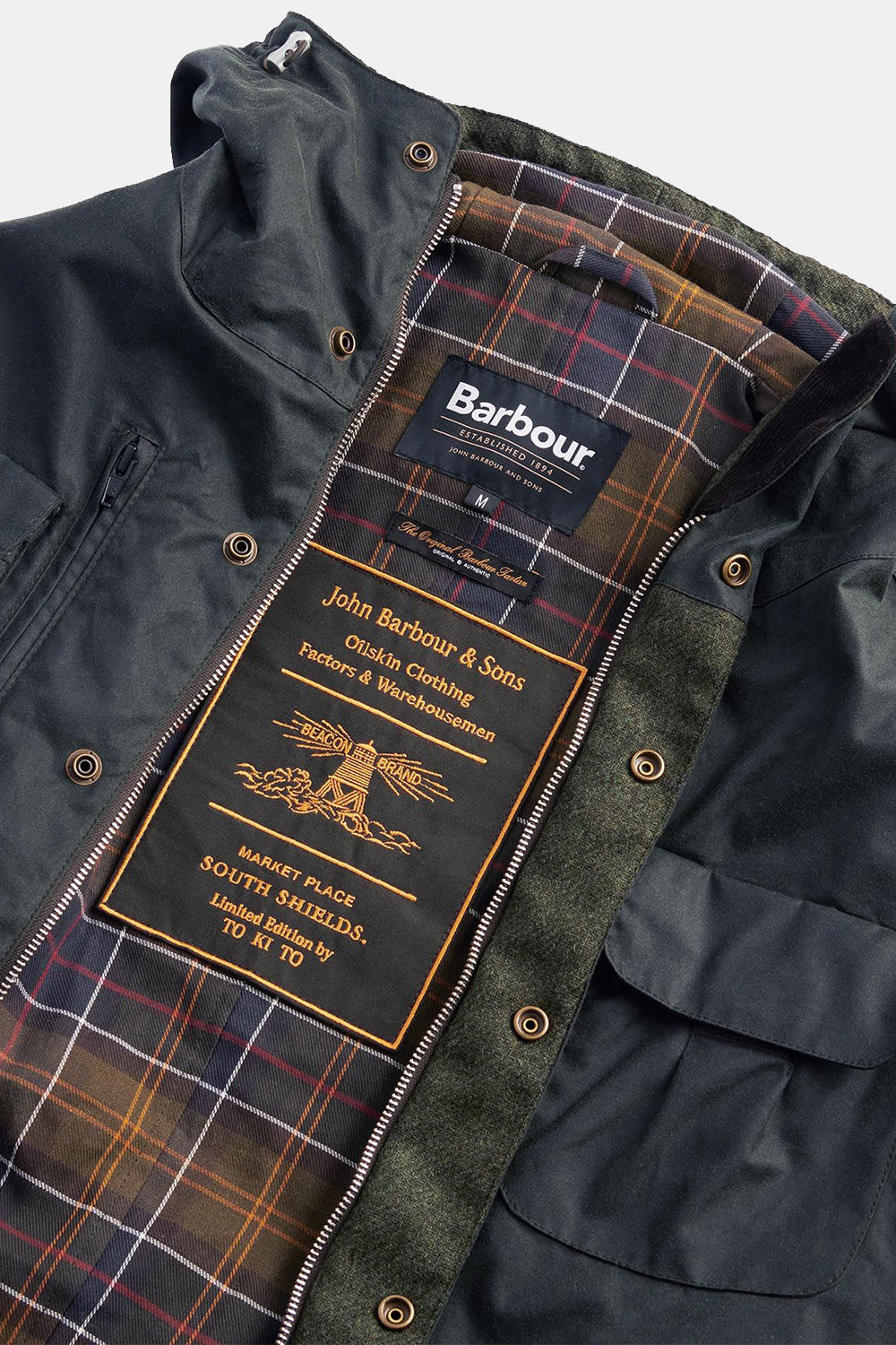 سترة شمعية للدراجة من Barbour x TO KI TO (سيج)