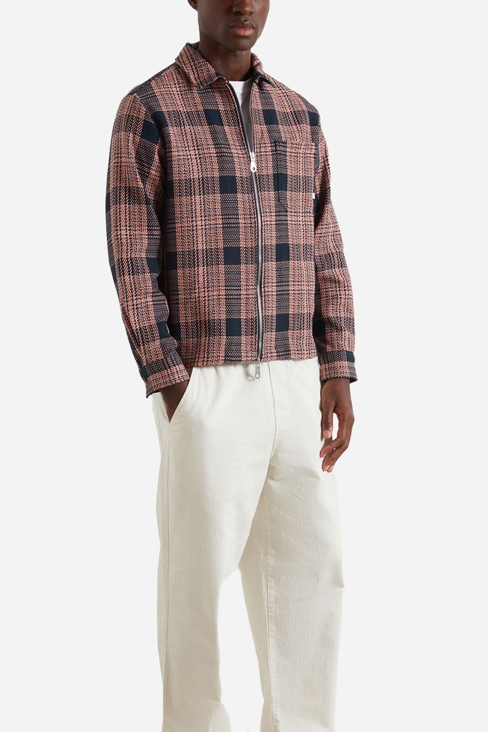 Farah Etienne Long Sleeve Check Zip (True Navy)