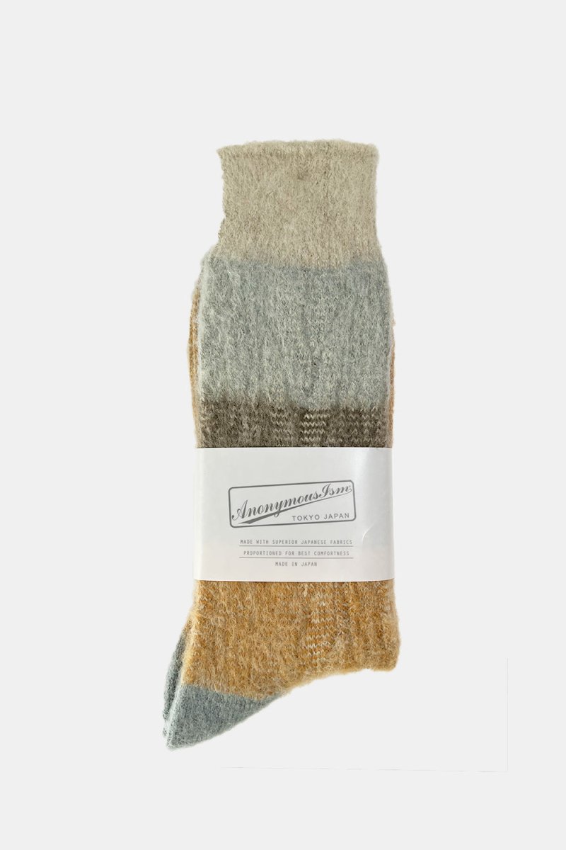 Anonymous Ism Brushed Crew Sock (Grey/Blue/Orange) | Socks