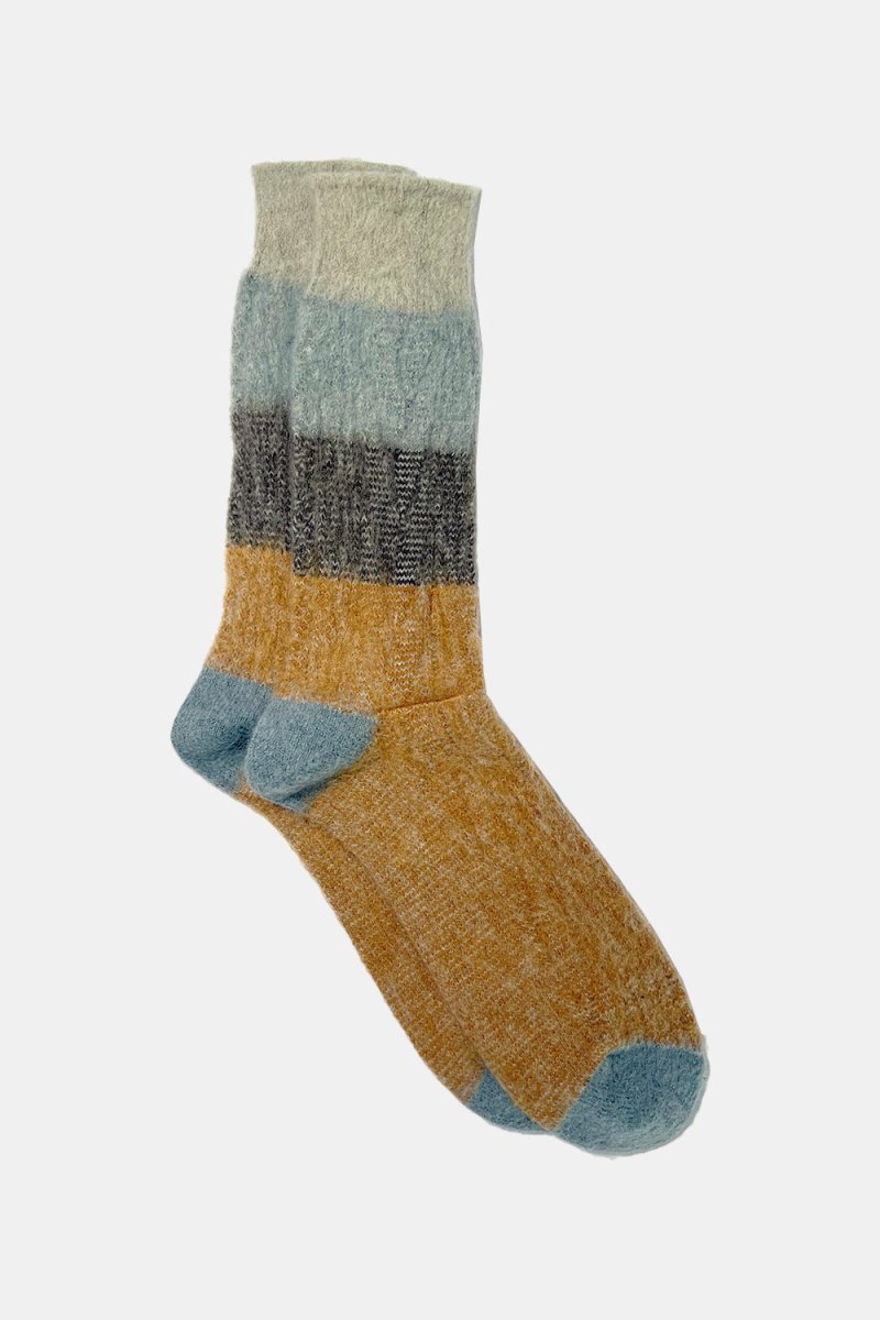 Anonymous Ism Brushed Crew Sock (Grey/Blue/Orange) | Socks