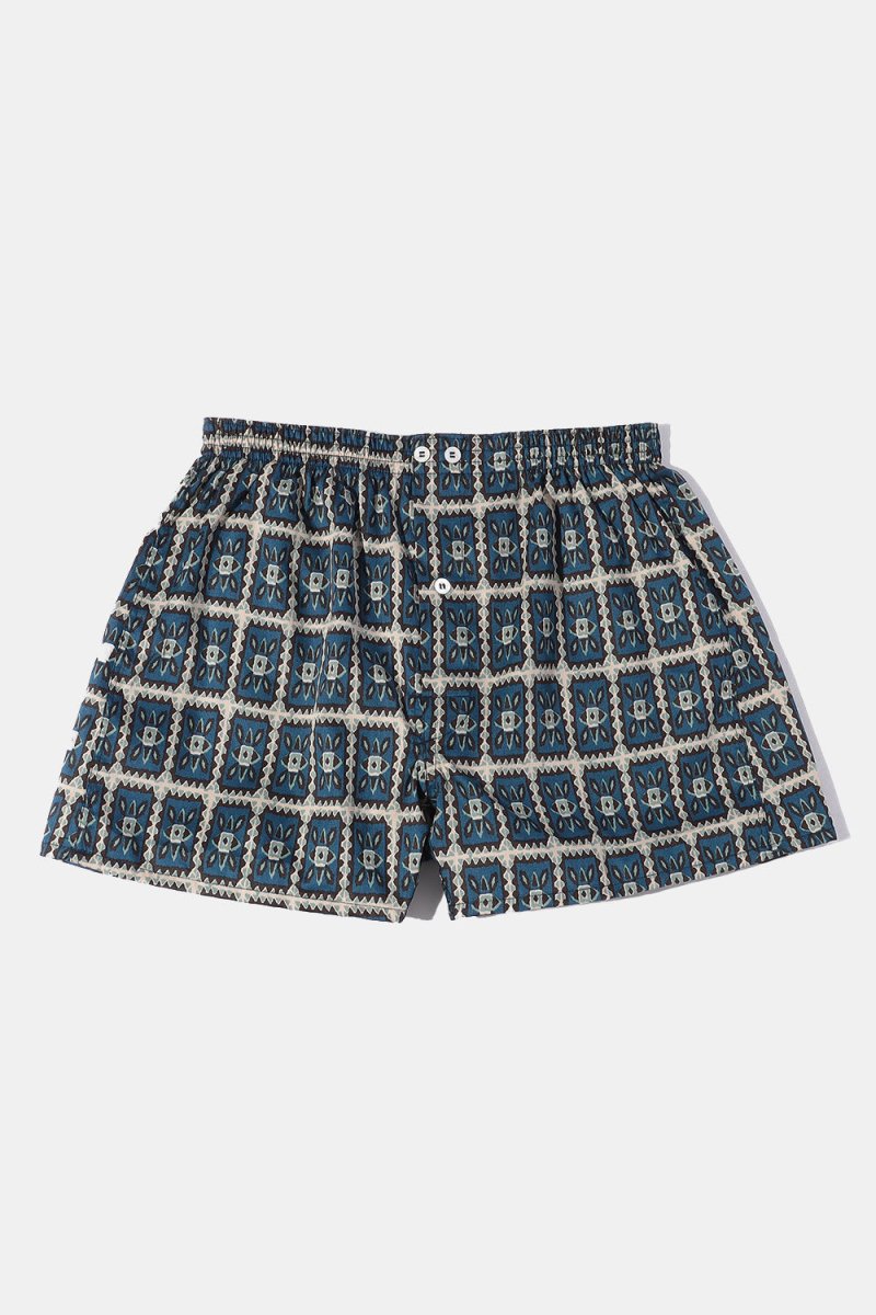 Anonymous Ism Cotton Pique Batik Pattern Boxers (Navy) | Underwear