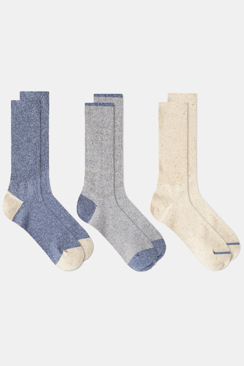 Anonymous Ism Nep Amerib Pack of Three Crew Socks (Ecru / Blue) | Socks