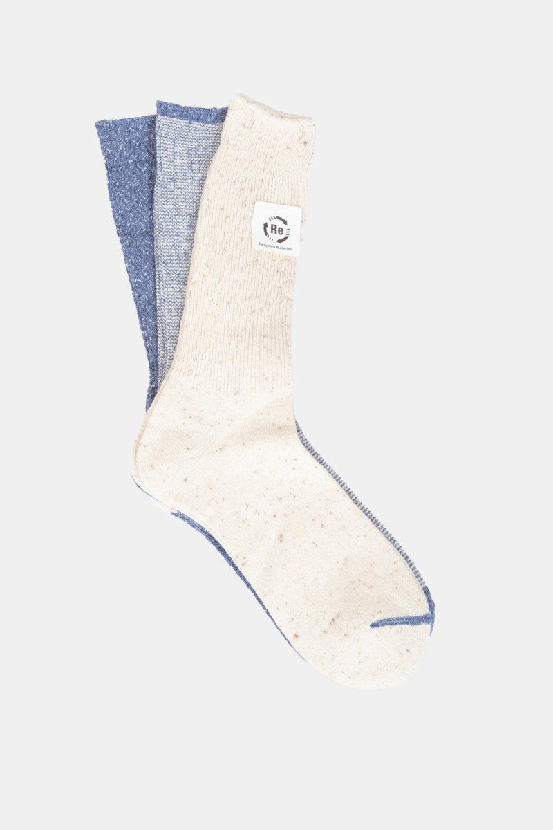 Anonymous Ism Nep Amerib Pack of Three Crew Socks (Ecru / Blue) | Socks