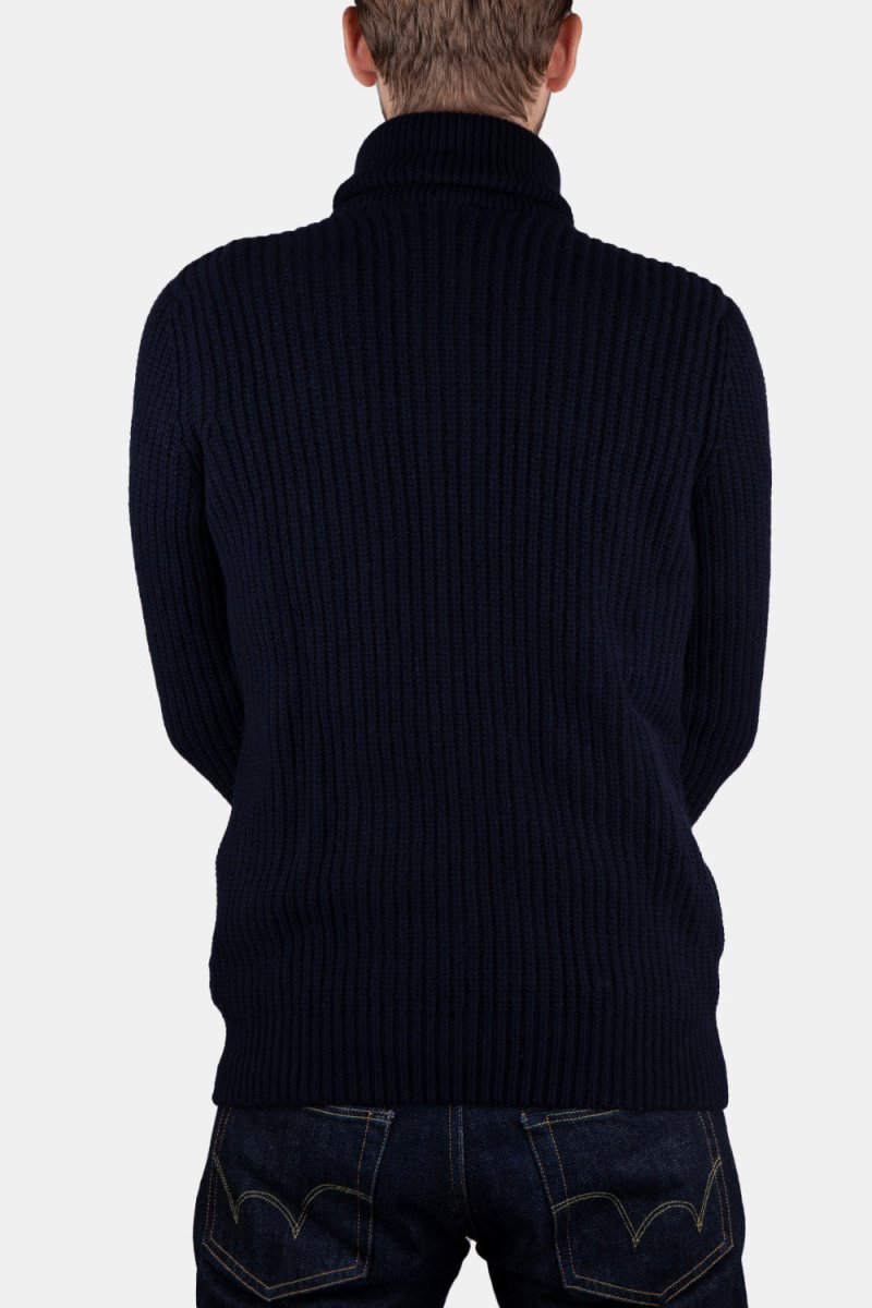 Armor Lux 2x2 Ribbed Zipped Knit (Navy) | Knitwear