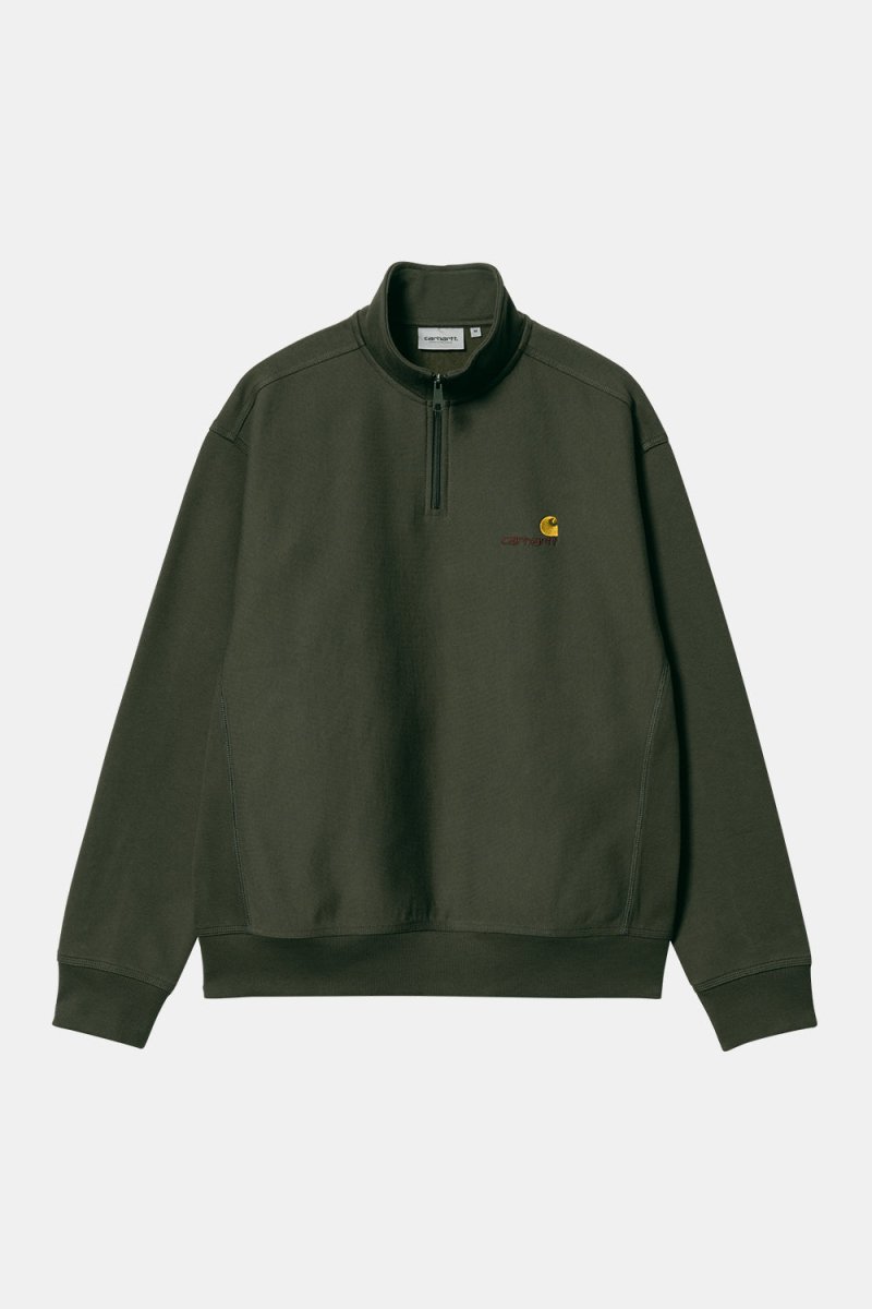 Carhartt Half Zip American Script Sweatshirt (Plant Green) | Sweaters