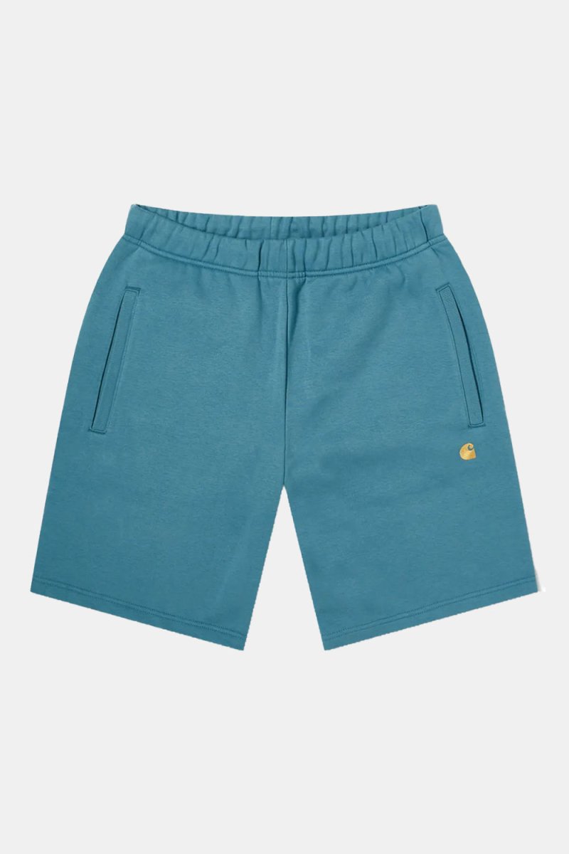 Carhartt WIP Chase Sweat Shorts (Hydro &amp; Gold) | Shorts