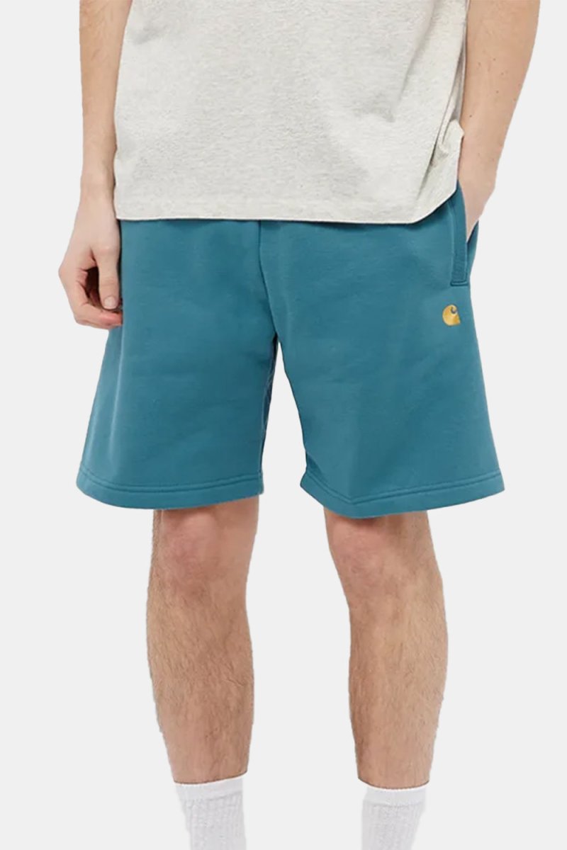 Carhartt WIP Chase Sweat Shorts (Hydro &amp; Gold) | Shorts