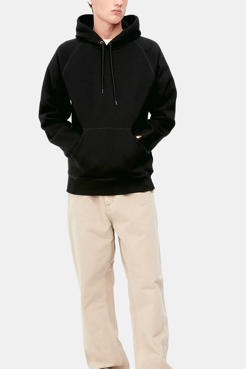 Carhartt WIP Hooded Chase Sweatshirt (Black/Gold) | Sweaters