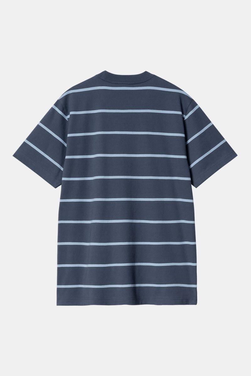 Carhartt WIP Short Sleeve Aiken Pocket T-Shirt (Aiken Stripe/Dusky Blue) | T-Shirts