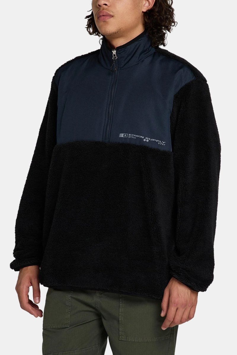 Edwin Kaiteki Half Zip Lightweight Fleece Sweat (Black) | Sweaters