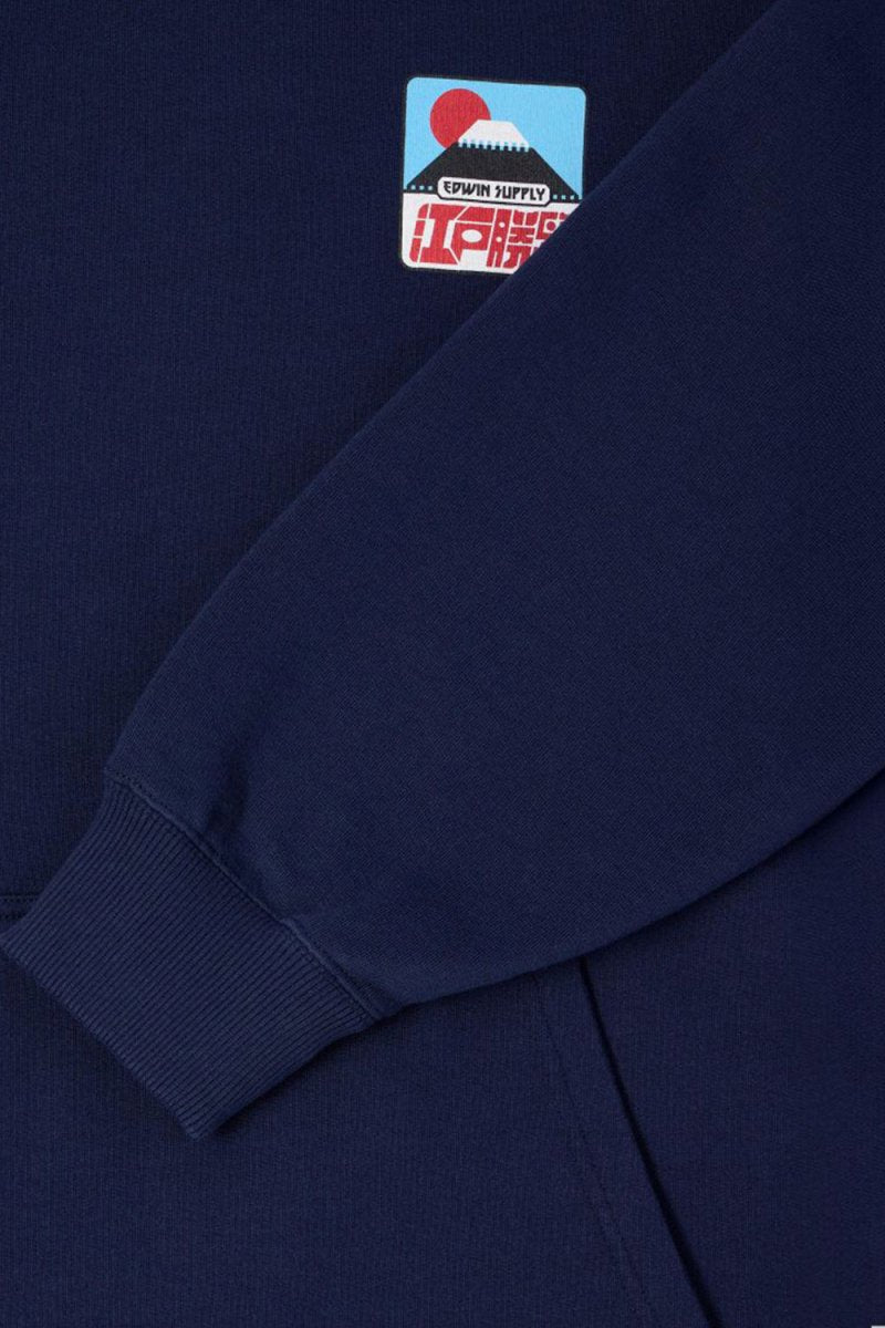 Edwin Sunset On Mount Fuji Hooded Sweatshirt (Maritime Blue) | Sweaters