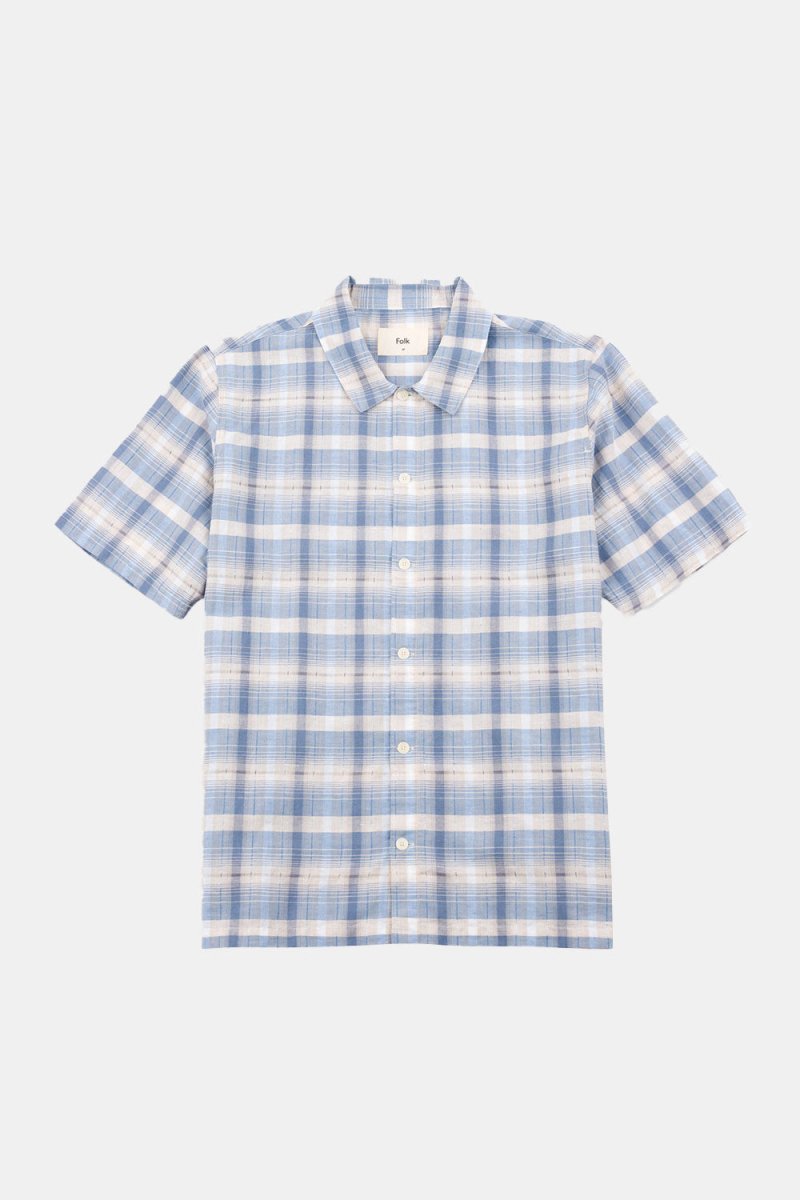 Folk Gabe Short Sleeve Check Shirt (Soft Blue) | Shirts