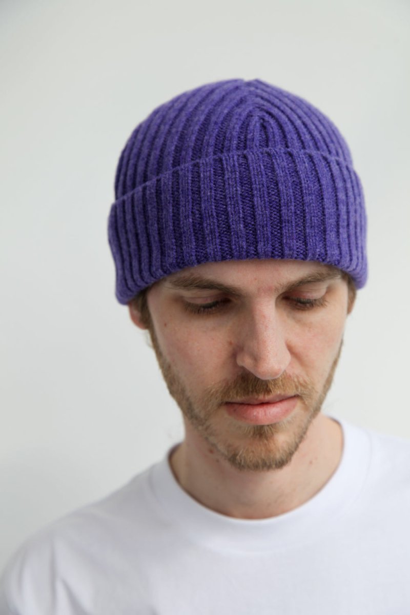 Super-Soft Lambswool Fisherman Beanie - Heliotrope Purple | Hats
