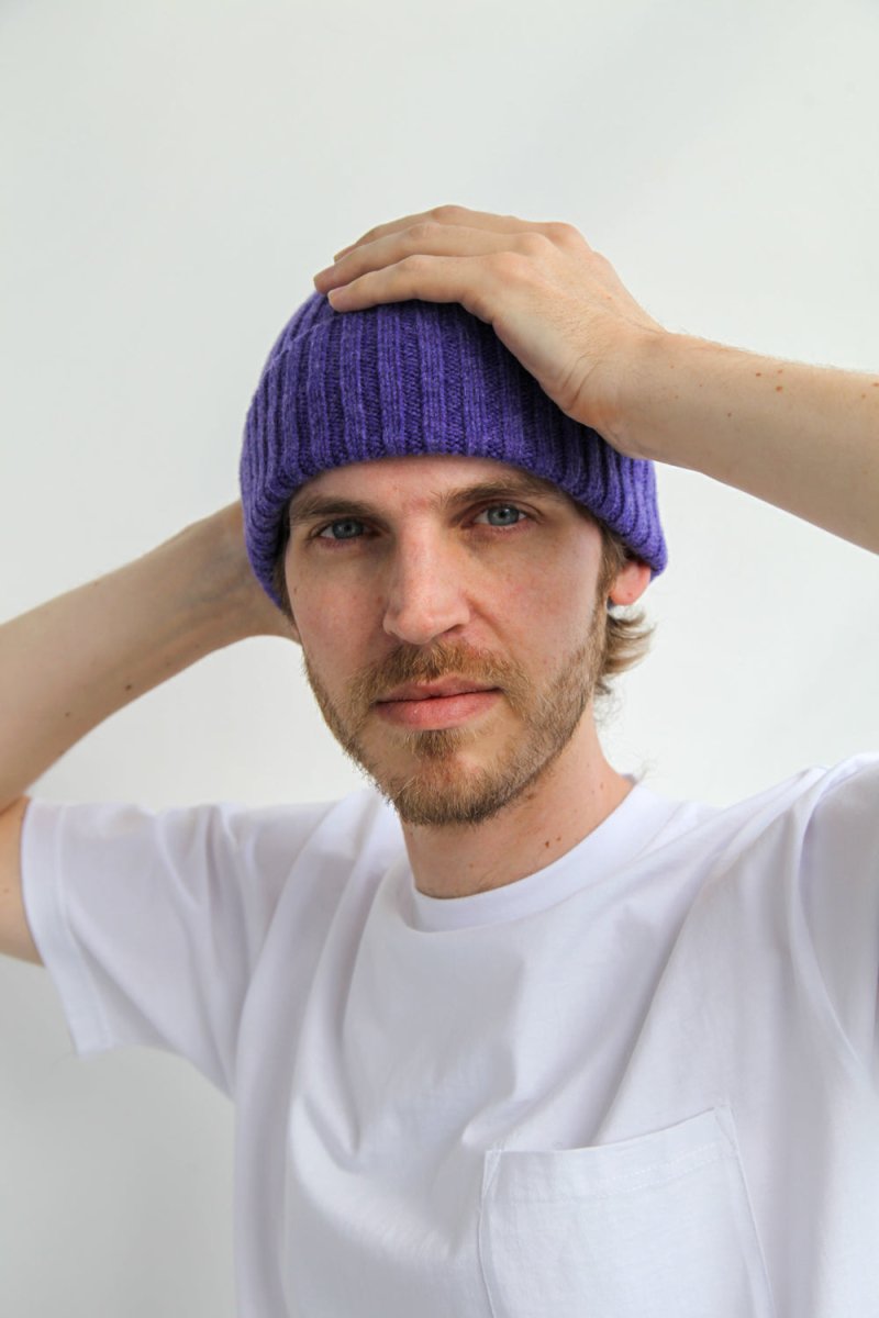 Super-Soft Lambswool Fisherman Beanie - Heliotrope Purple | Hats