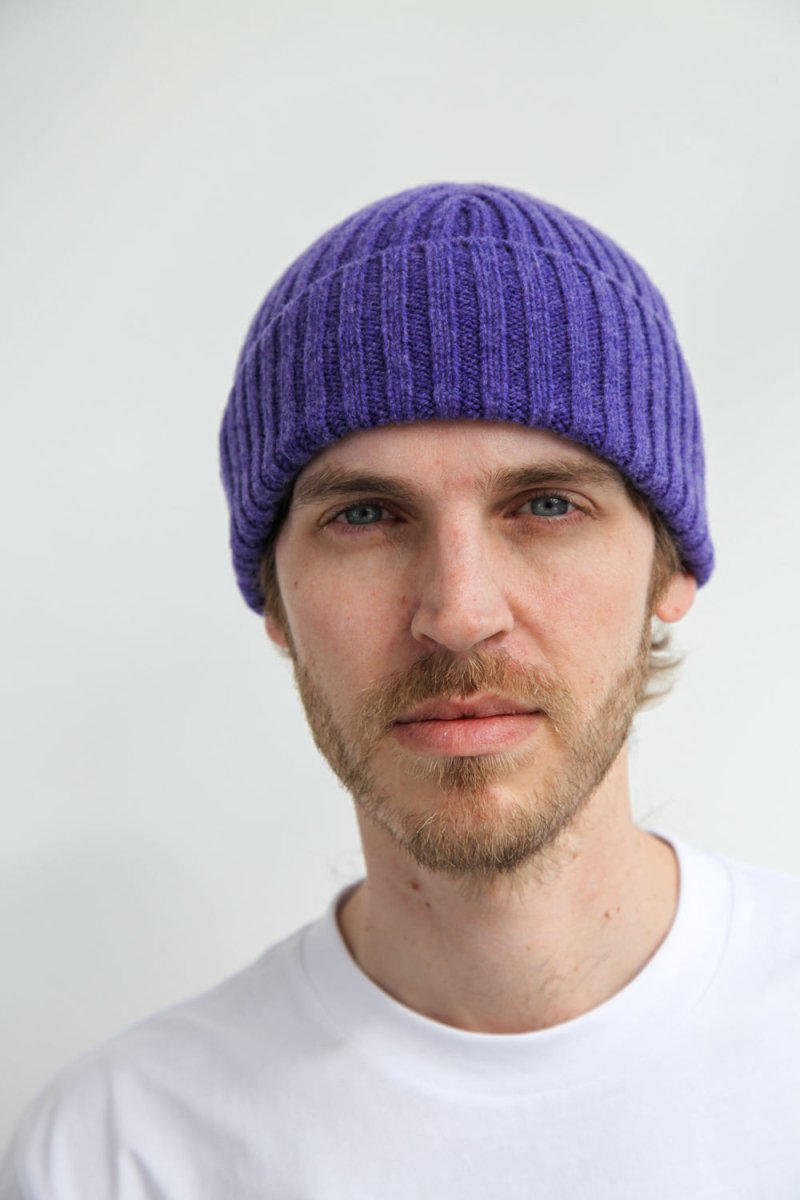 Super-Soft Lambswool Fisherman Beanie - Heliotrope Purple | Hats