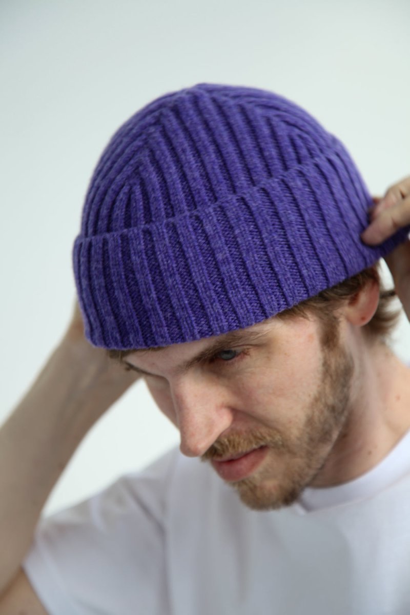 Super-Soft Lambswool Fisherman Beanie - Heliotrope Purple | Hats