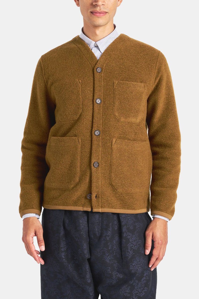 Universal Works Cardigan (Mustard Wool Fleece) | Knitwear