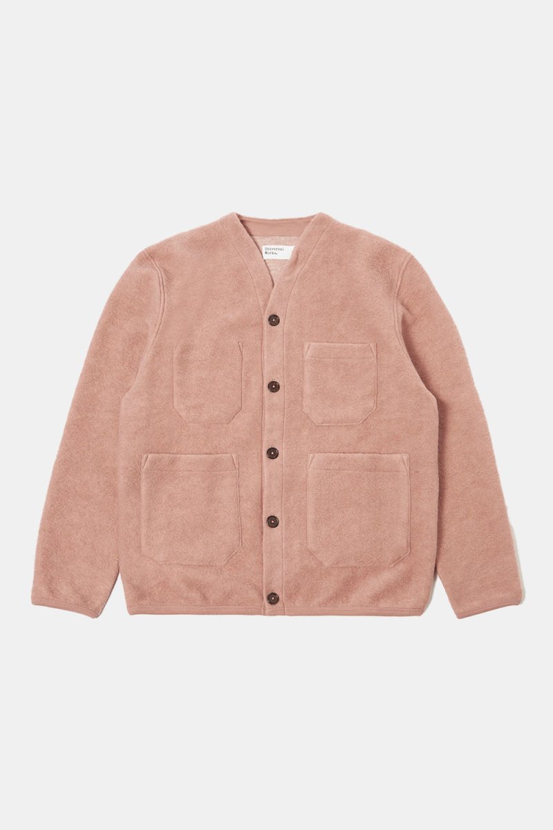 Universal Works Wool Fleece Cardigan (Pink) | Sweaters