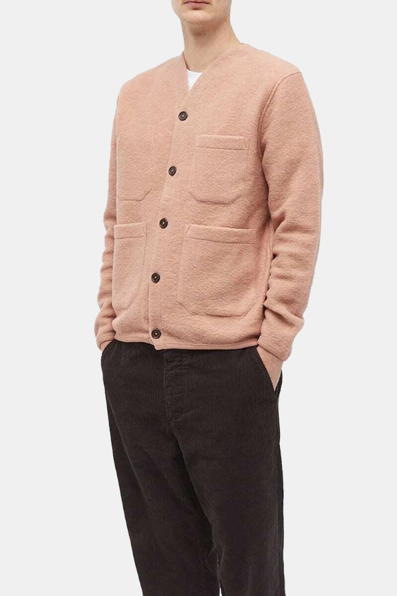 Universal Works Wool Fleece Cardigan (Pink) | Sweaters